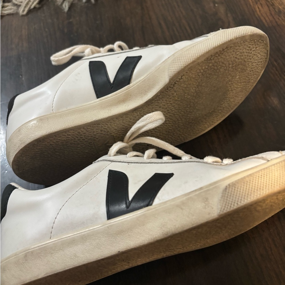 Veja Women’s White Leather Sneaker with Black V